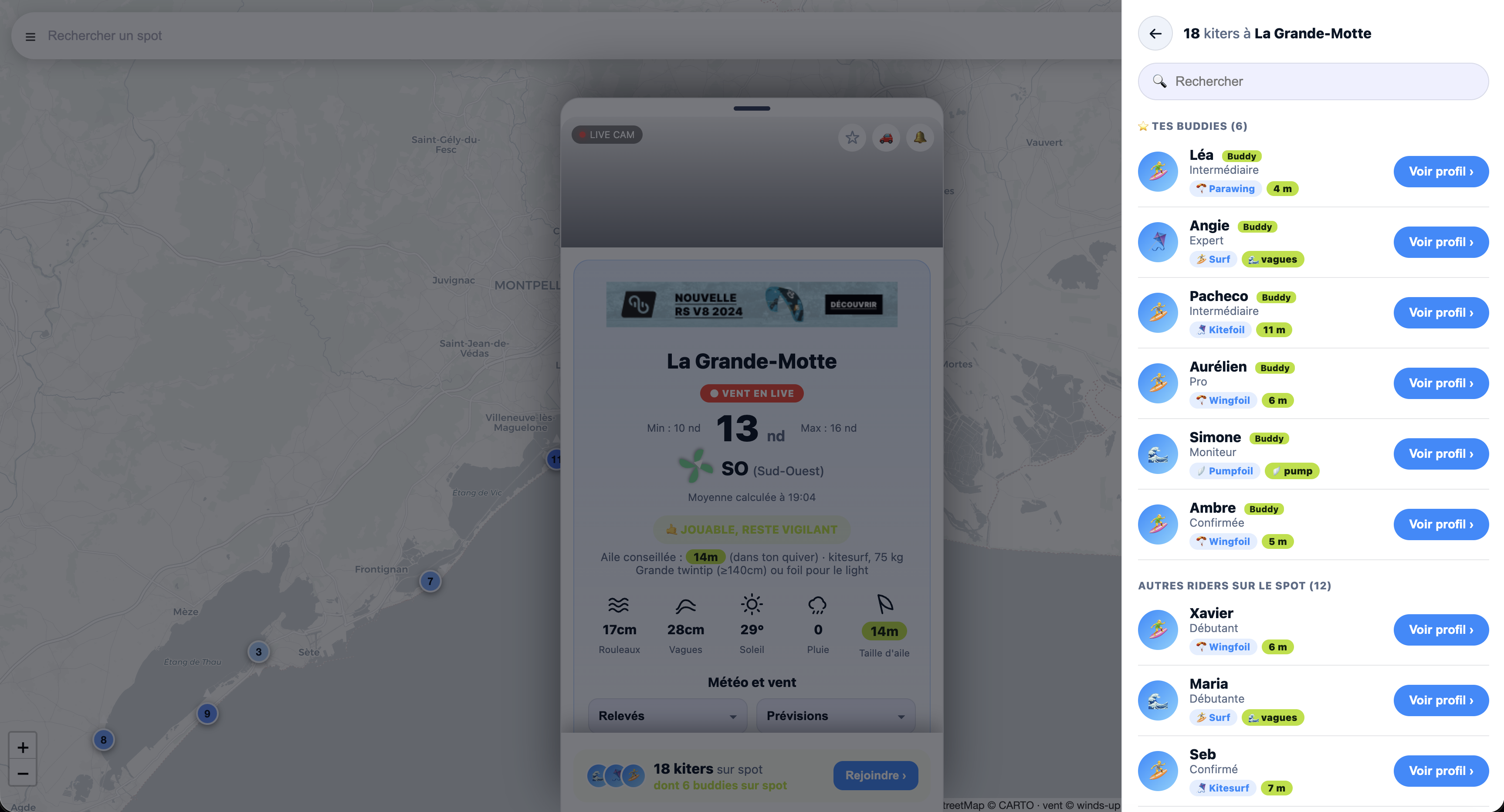 Présence & alertes sur les spots